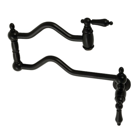 Kingston Brass KS2100AL Heritage Wall Mount Pot Filler, Matte Black KS2100AL